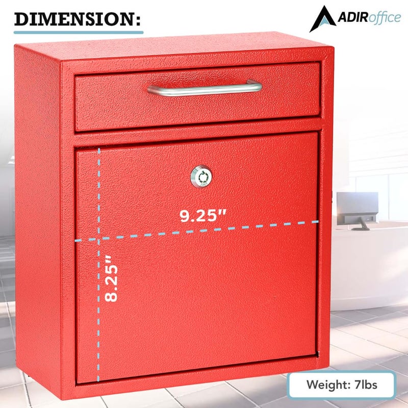 AdirOffice Wall Mount Mailbox - Mailbox with Lock and Keys- Durable Wall Mounted Locking Mailbox and Cash Drop Box for House, Apartments and Bussiness After Hours Deposits - Image 5